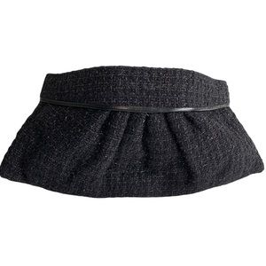 Lauren Merkin Clutch Black Gray Tweed Sparkle